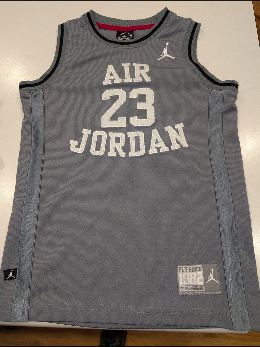 Old School Jordan Grey AIR 23 Mesh Basketball Jersey